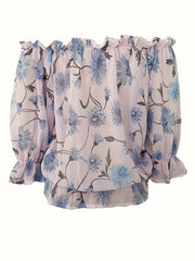 Rosa Ruffle Blouse with Floral Motif - Olivia