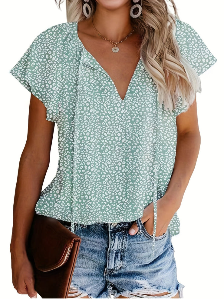 Green V-Neck Blouse - Lea