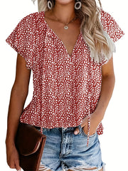 Green V-Neck Blouse - Lea