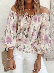 Rosa Ruffle Blouse with Floral Motif - Olivia